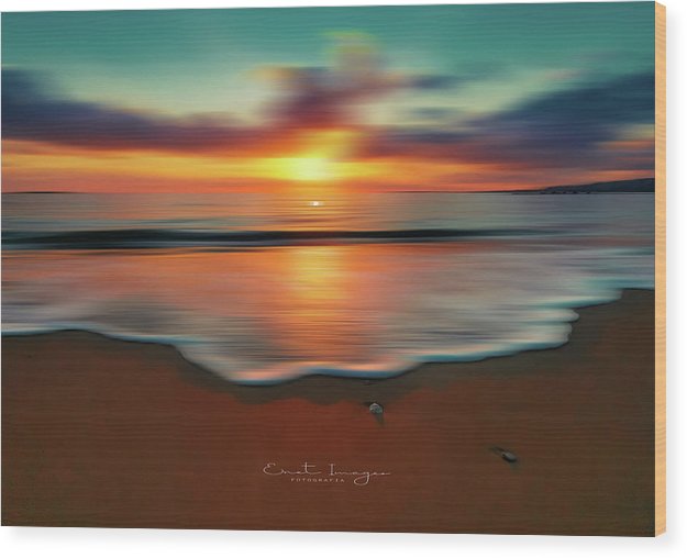 Colorful Sunset In Motion - Wood Print