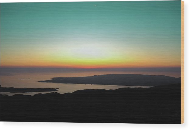 Farbenfroher Sonnenuntergang auf der Erde - Holzdruck