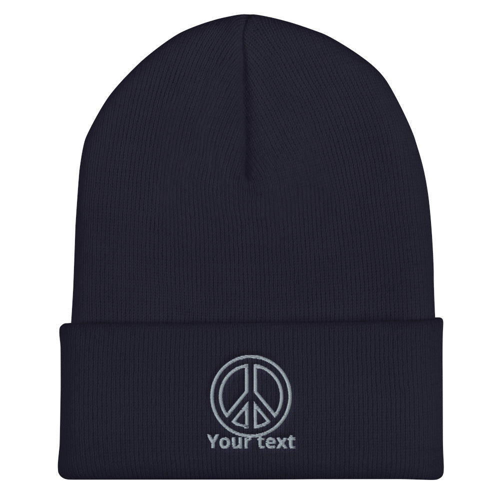 Cuffed Beanie/Peace Your Text/Personalized
