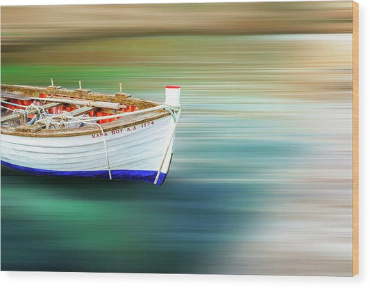 Fishing Boat In Motion - Wood Print