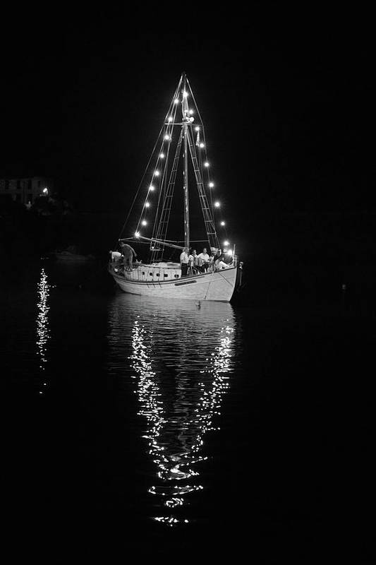 Lit Fishing Boat in The Port - Art Print