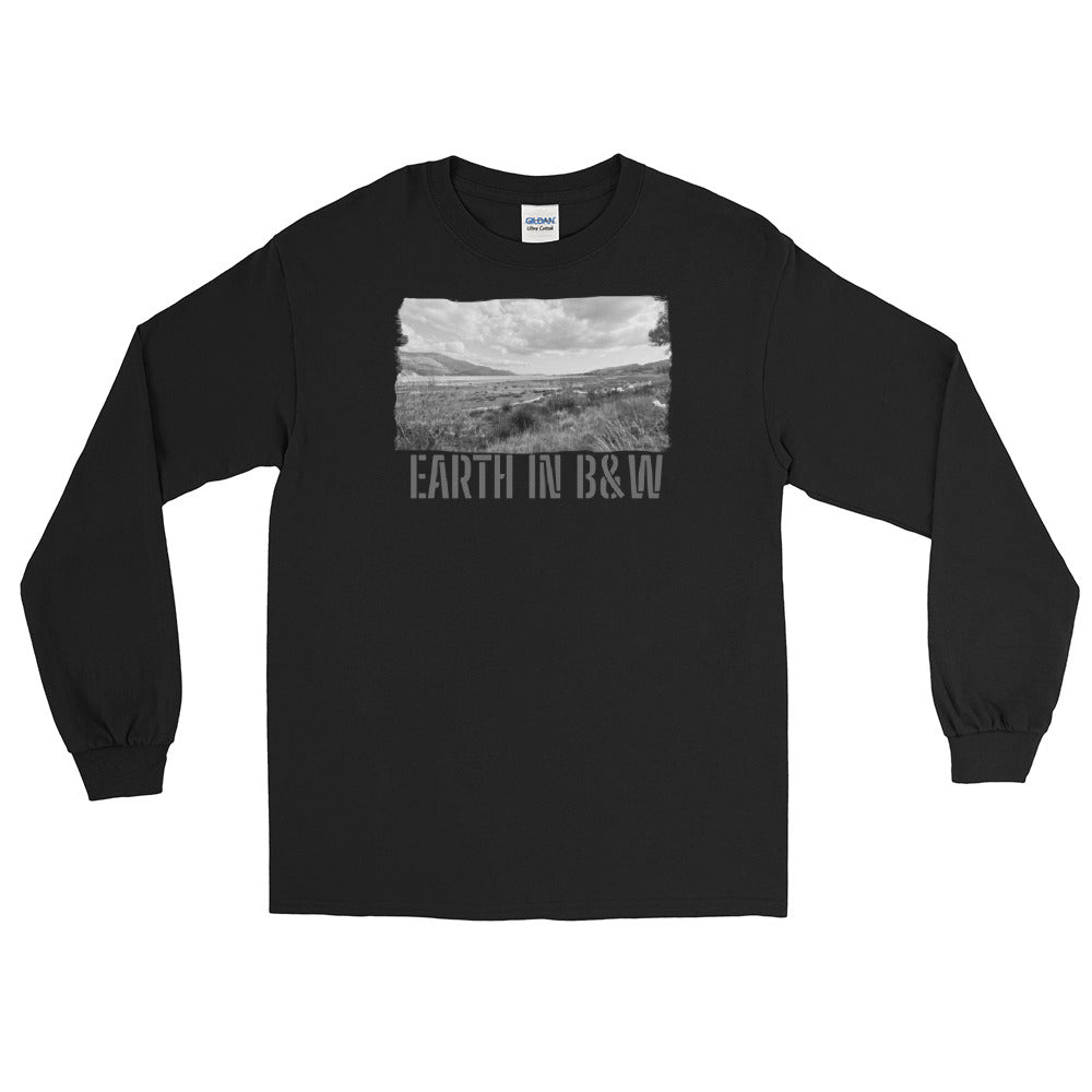 Men’s Long Sleeve Shirt/Earth In Black & White/Personalised