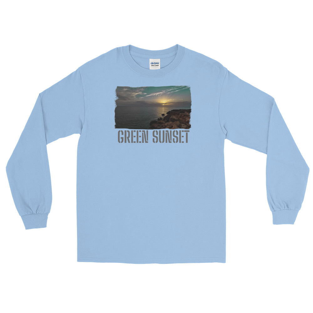 Men’s Long Sleeve Shirt/Green Sunset/Personalised