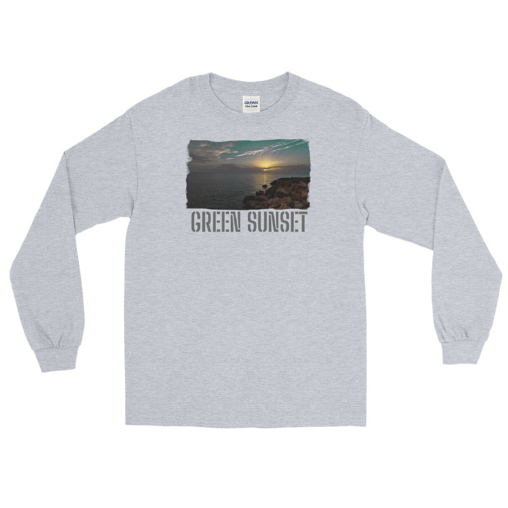 Men’s Long Sleeve Shirt/Green Sunset/Personalised