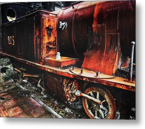 Old Locomotive At The Rail Station - Metal Print