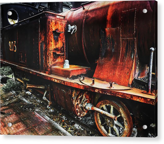 Old Locomotive At The Rail Station - Acrylic Print