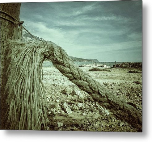 Old Rope At The Beach - Metal Print
