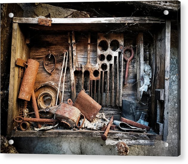 Old Tools In The Olive Grove - Acrylic Print