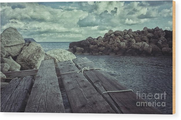 Old wooden jetty - Wood Print