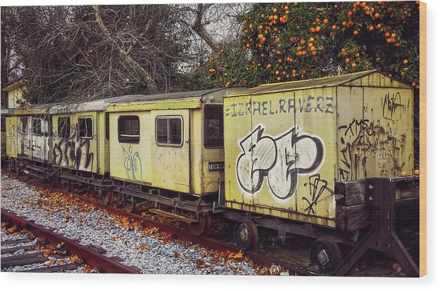 Old Yellow Train - Wood Print