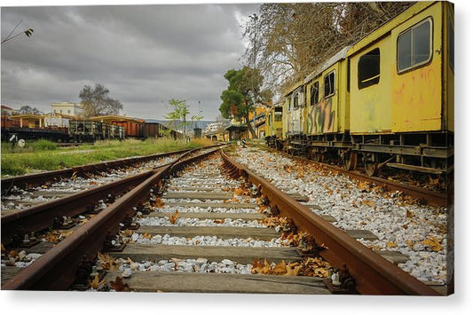 On The Rails In Autumn - Acrylic Print