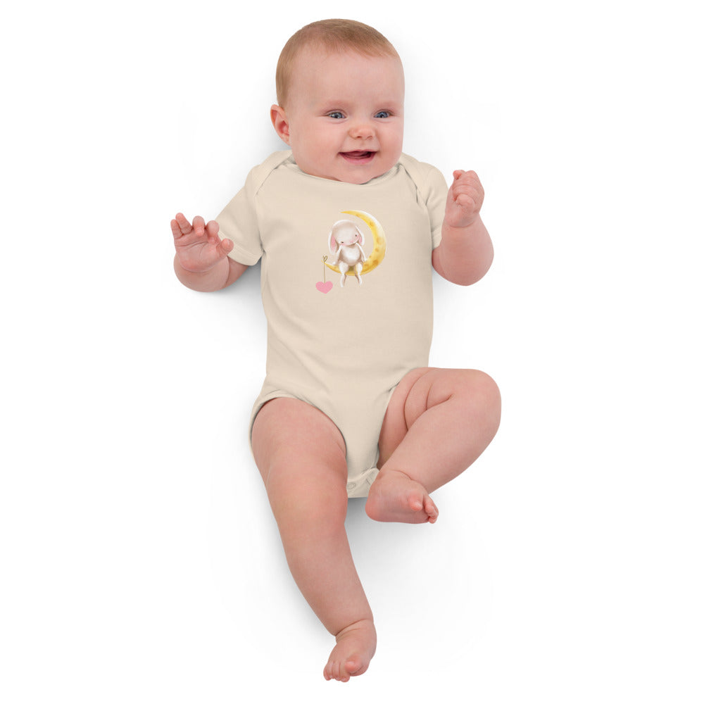 Organic cotton baby bodysuit/Bunnies Moon
