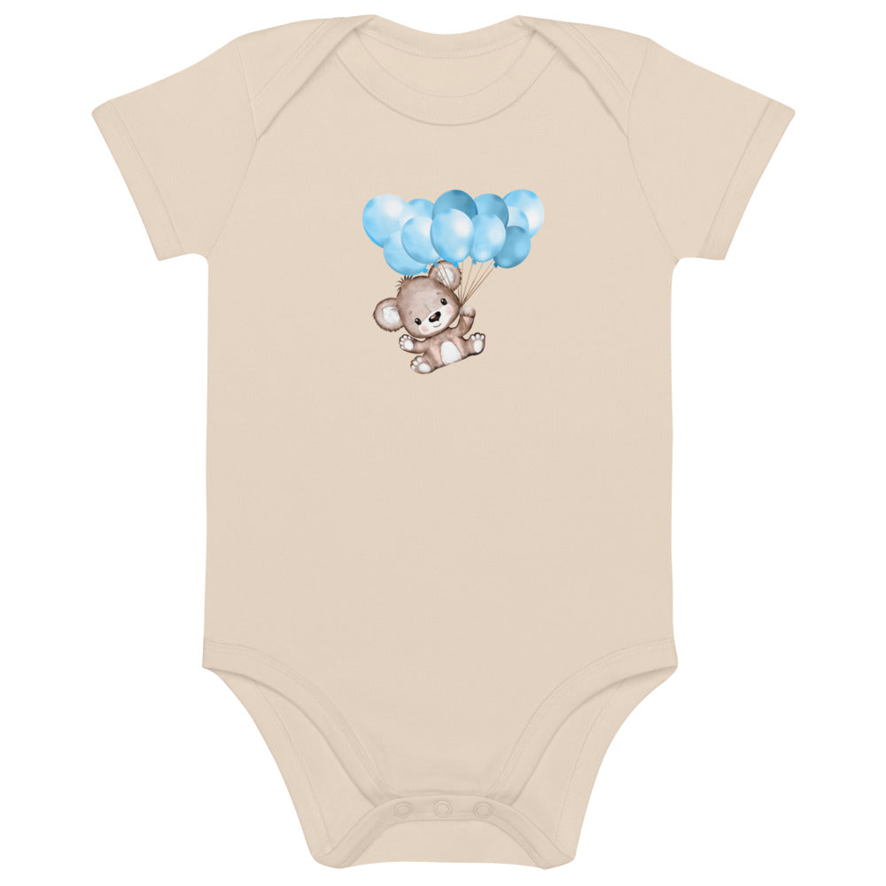 Baby-Body aus Bio-Baumwolle/Kleiner Bär mit Luftballons