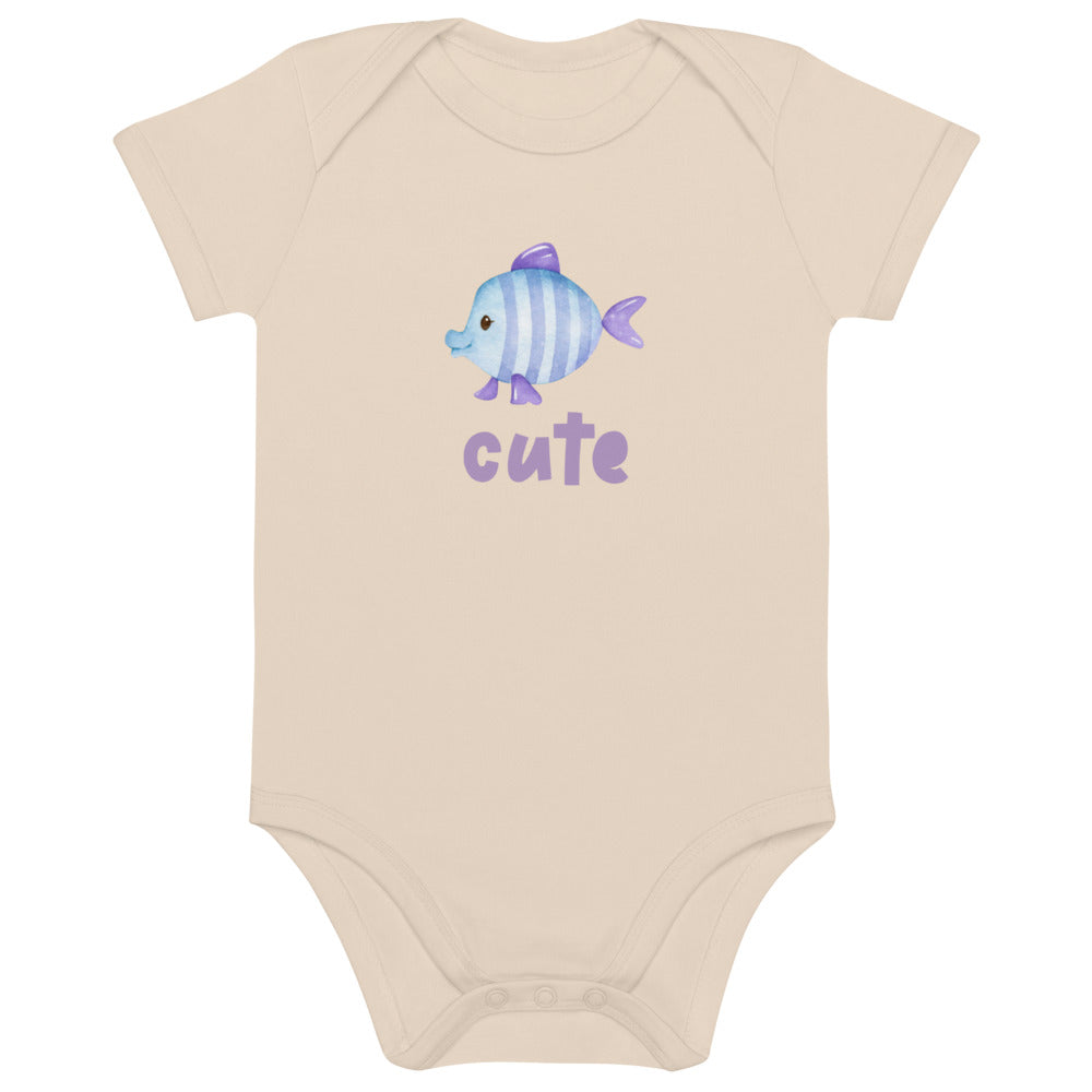 Organic cotton baby bodysuit/Fish Cute