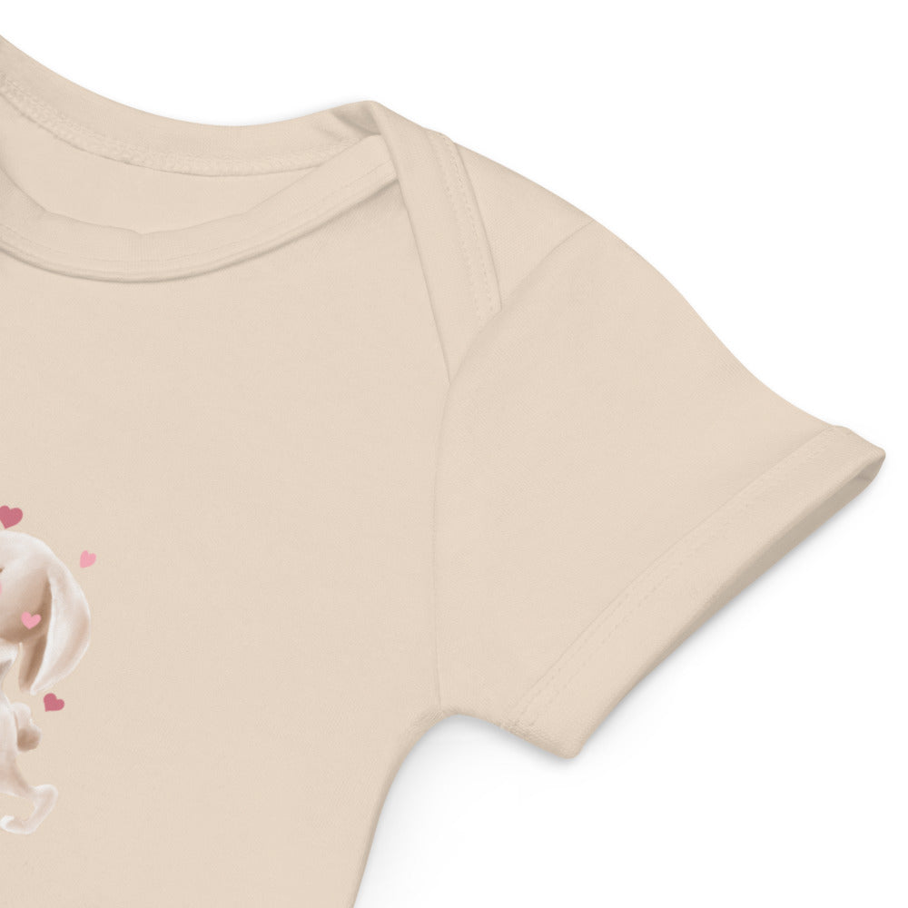 Organic cotton baby bodysuit/Bunnies Hearts