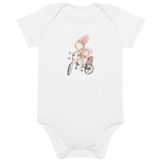 Baby-Body aus Bio-Baumwolle/Hasen-Fahrrad