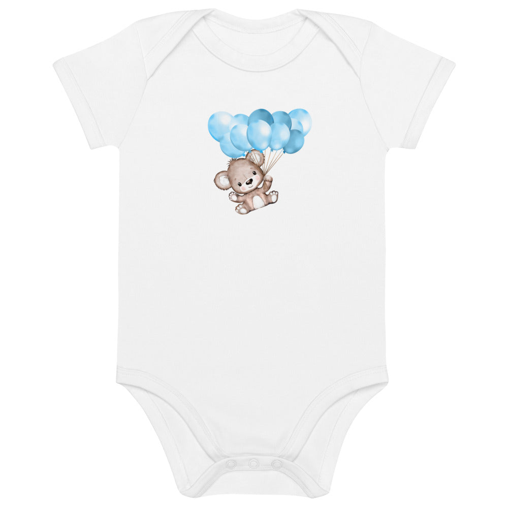 Organic cotton baby bodysuit/Little Bear With Baloons