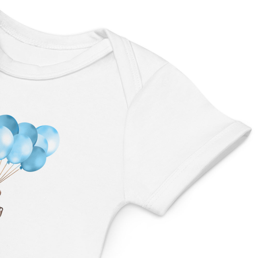 Baby-Body aus Bio-Baumwolle/Kleiner Bär mit Luftballons