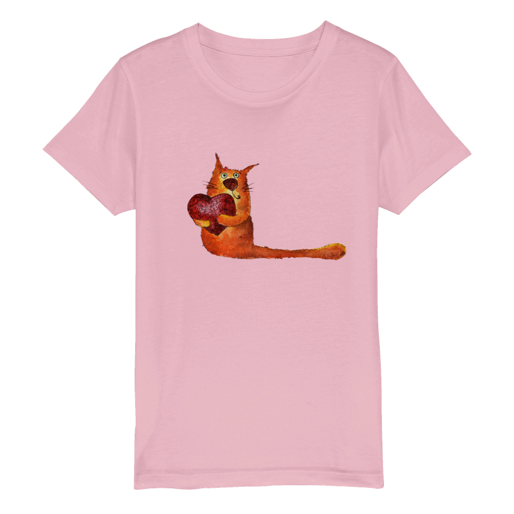 Bio Kinder Rundhals T-Shirt/Künstlerisch-Tiere-Katze