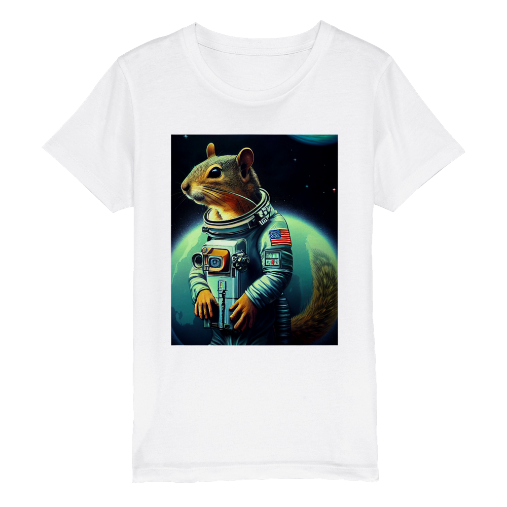 Organic Kids Crewneck T-shirt/Astronaut-Mouse