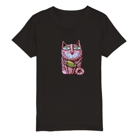 Organic Kids Crewneck T-shirt/Cat-Fish