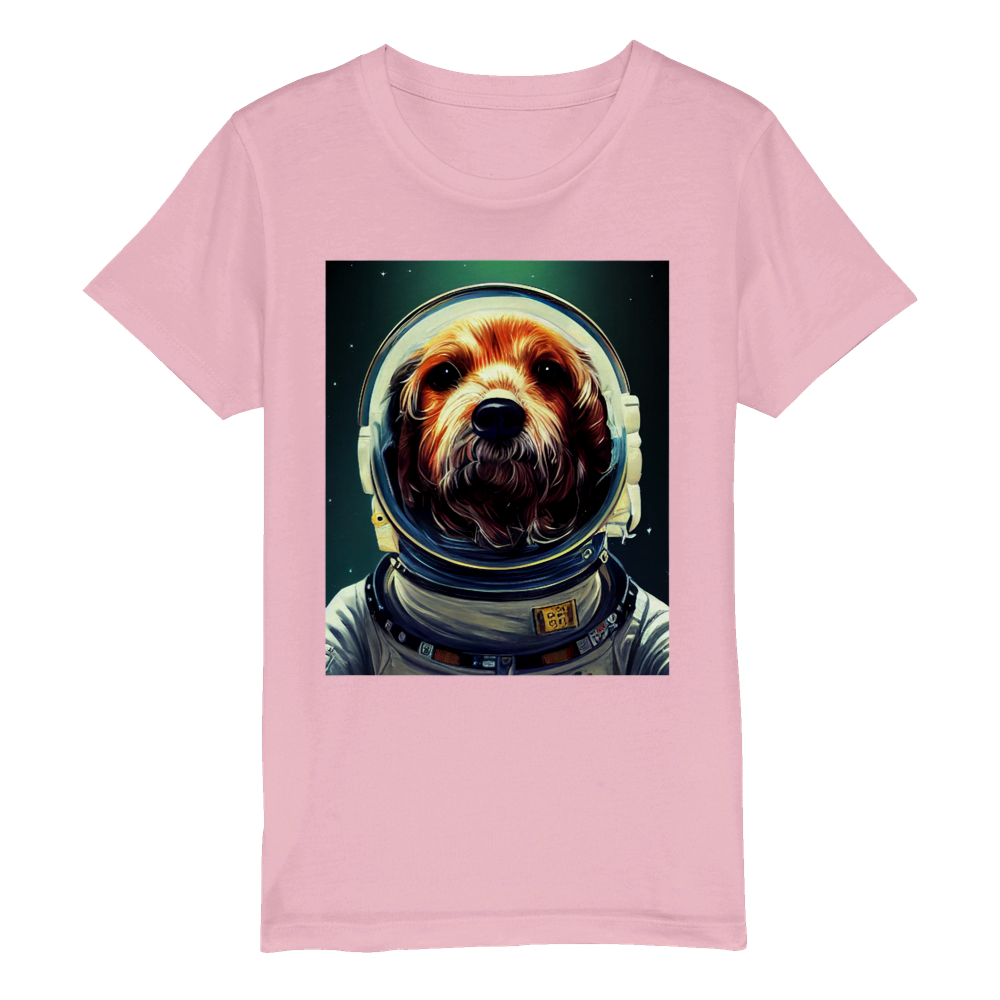 Organic Kids Crewneck T-shirt/Astronaut-dog