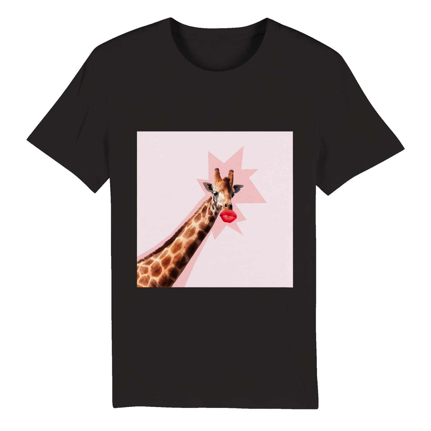 100% Organic Unisex T-shirt/Giraffe-Red-Lips