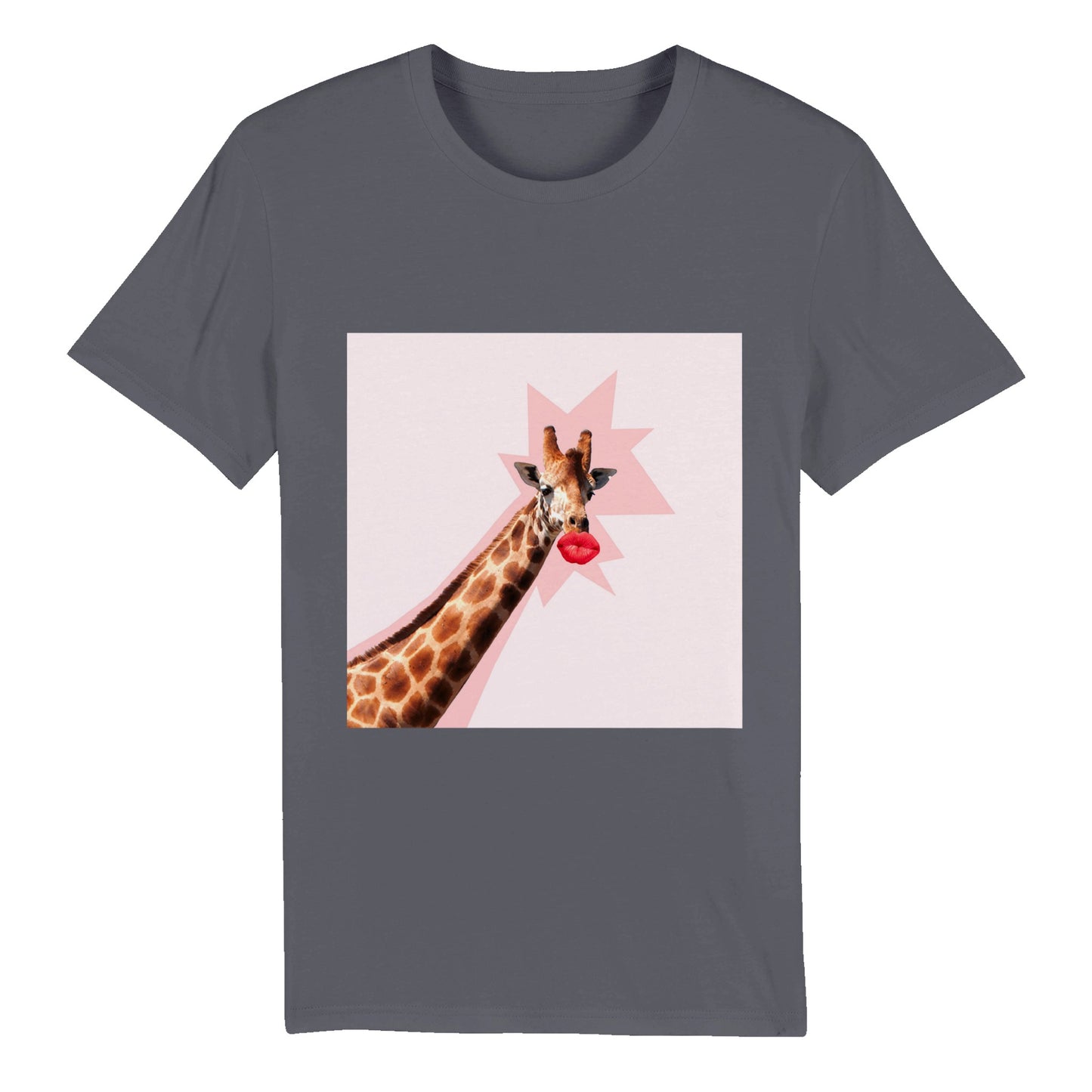 100% Organic Unisex T-shirt/Giraffe-Red-Lips