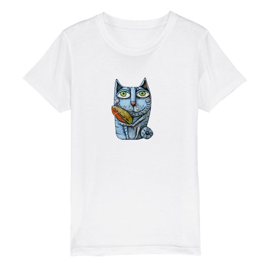 Bio Kinder Rundhals T-Shirt/Katzenblatt