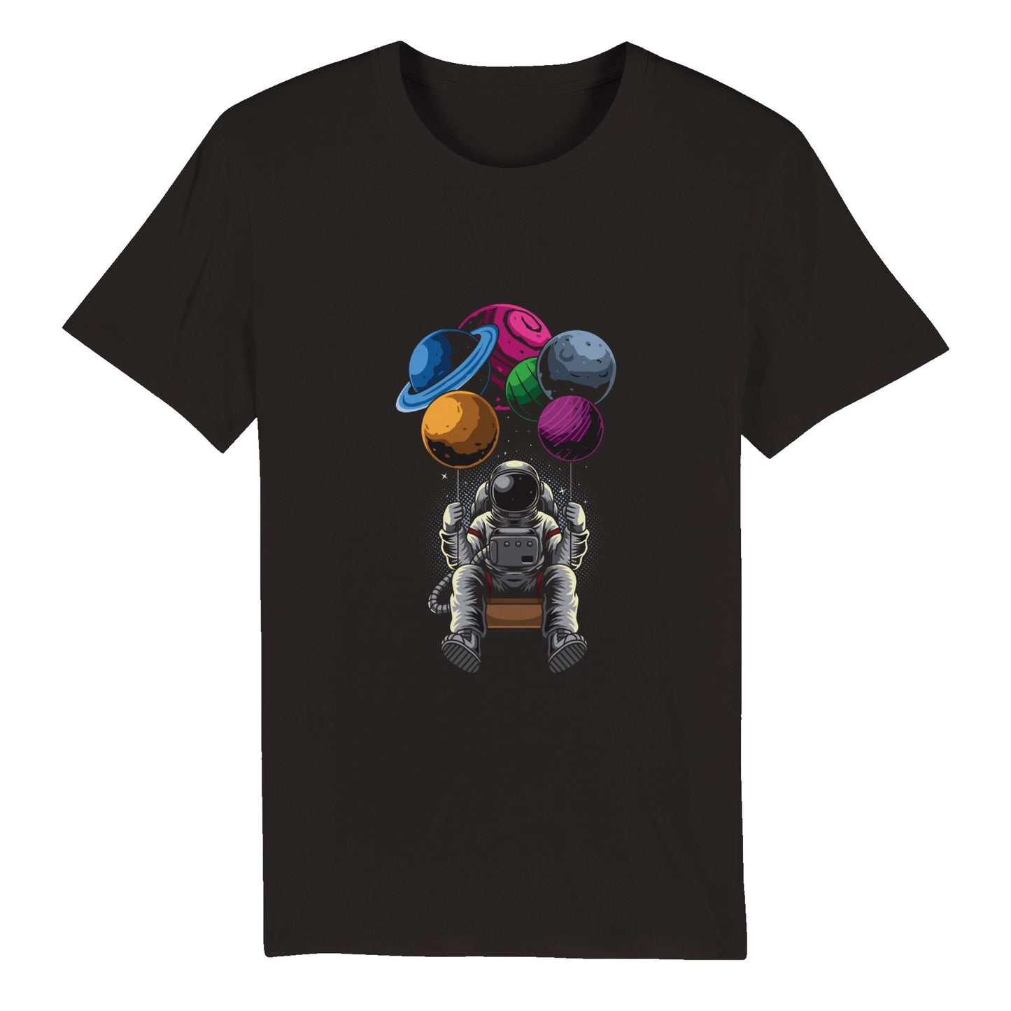 100 % Bio-Unisex-T-Shirt/Astronaut-Hängende-Ballons