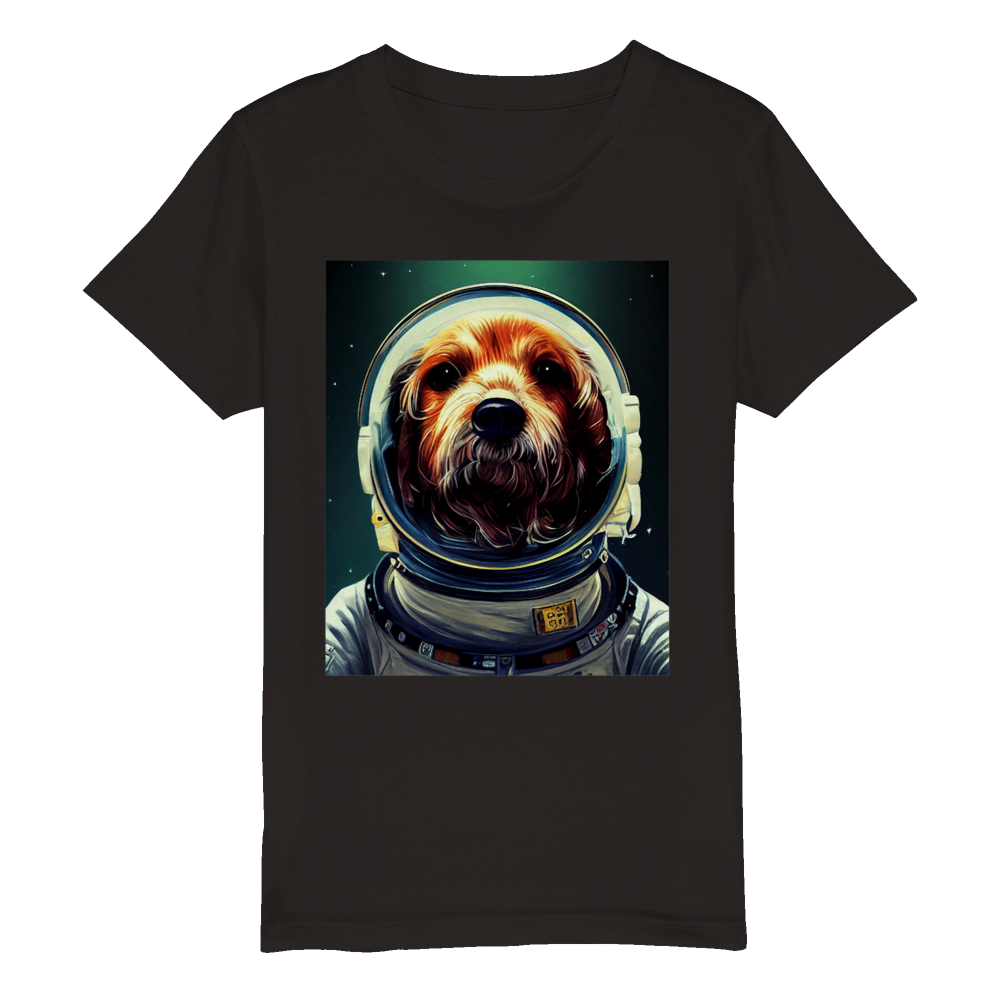 Bio Kinder Rundhals T-Shirt/Astronautenhund