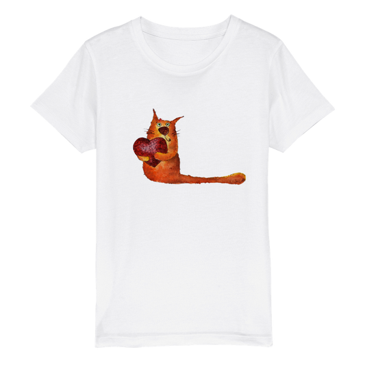 Organic Kids Crewneck T-shirt/Artistic-Animals-Cat