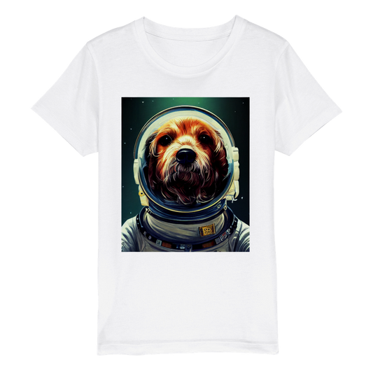 Organic Kids Crewneck T-shirt/Astronaut-dog