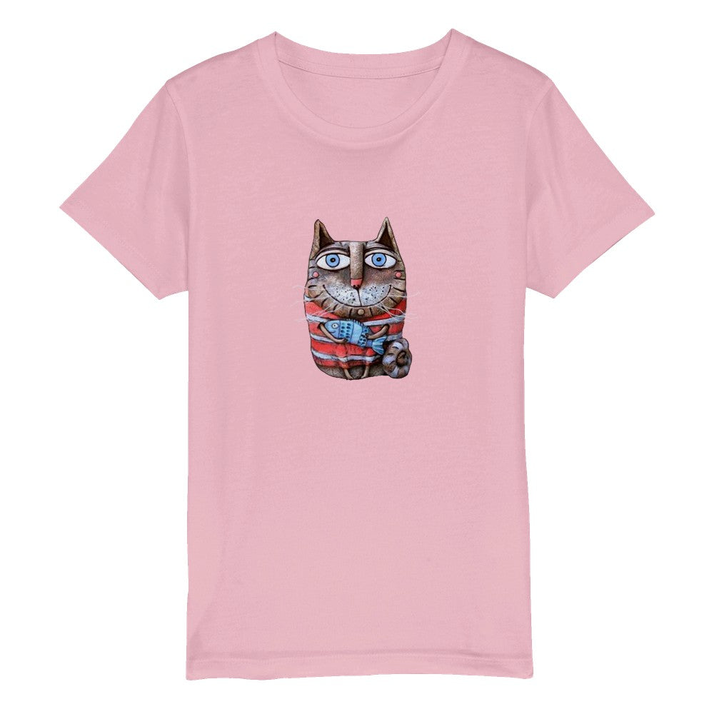 Organic Kids Crewneck T-shirt/Cat-Fish2