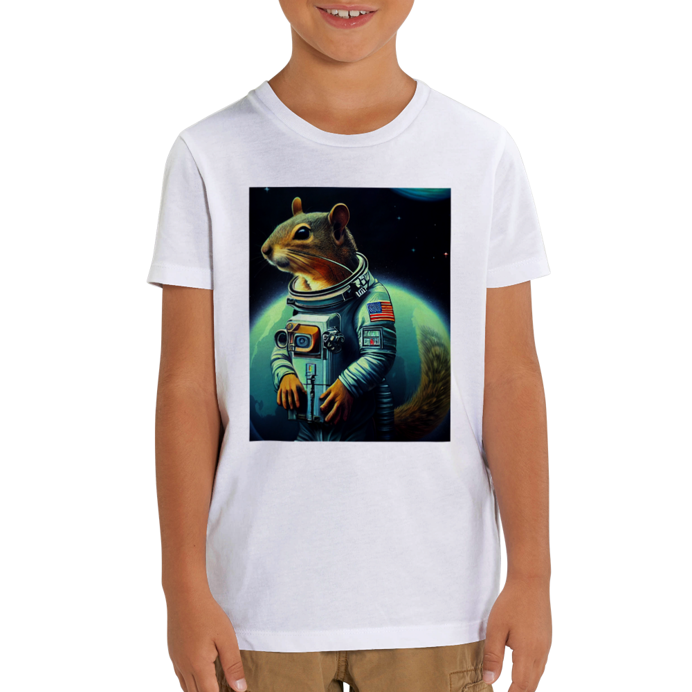 Organic Kids Crewneck T-shirt/Astronaut-Mouse