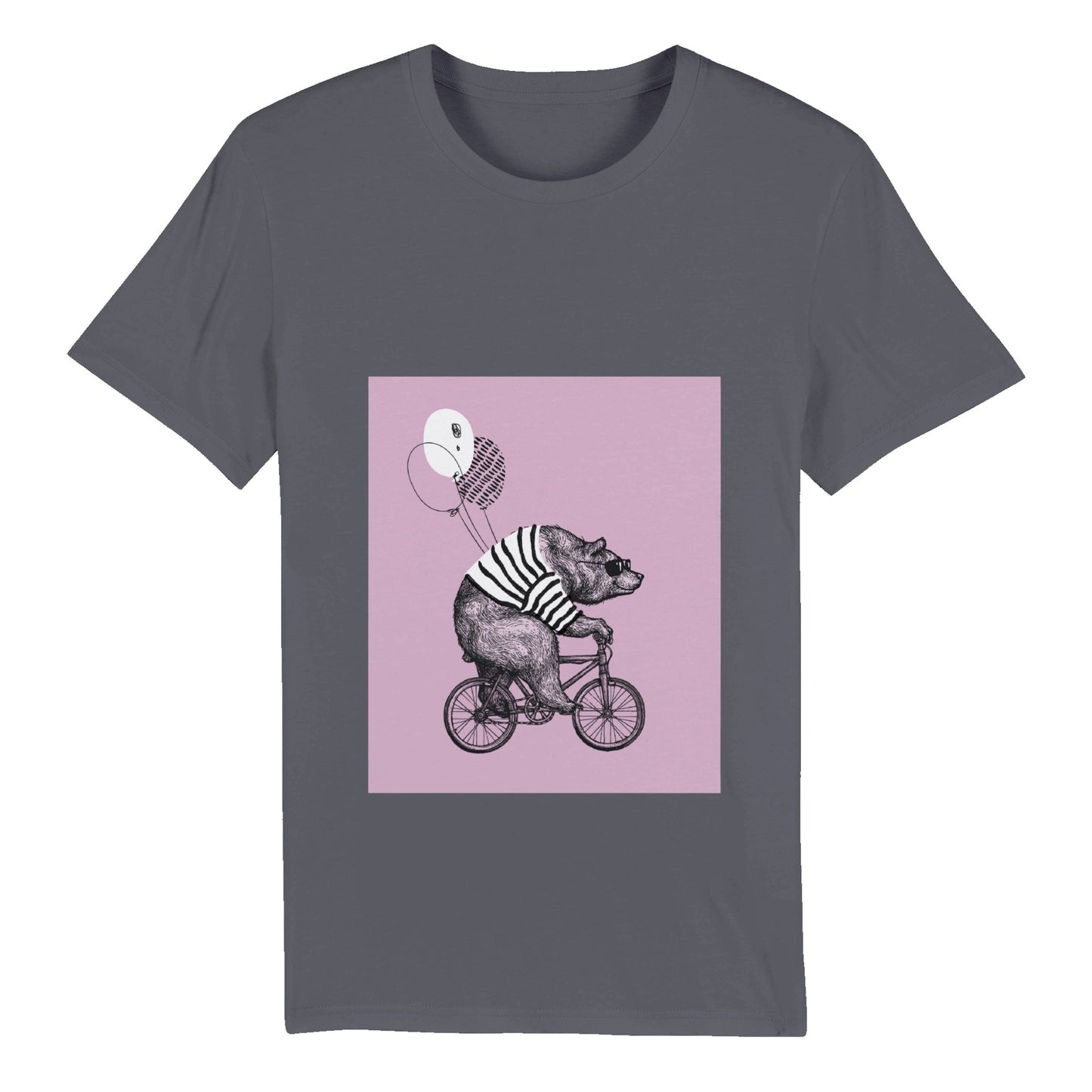 100% Organic Unisex T-shirt/Bear-Baloon-Cycling