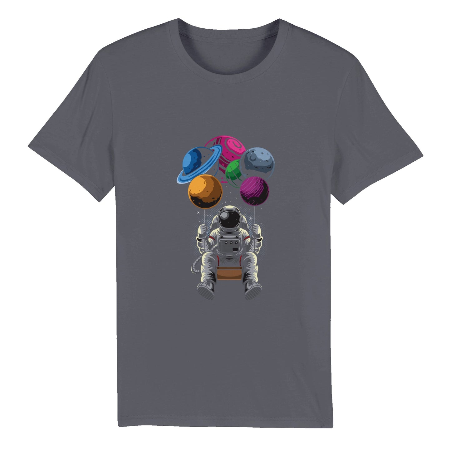 100% Organic Unisex T-shirt/Astronaut-Hanging-Baloons