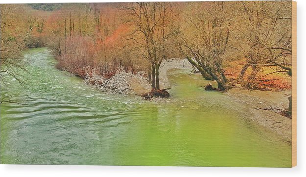 River In The Forest - Wood Print