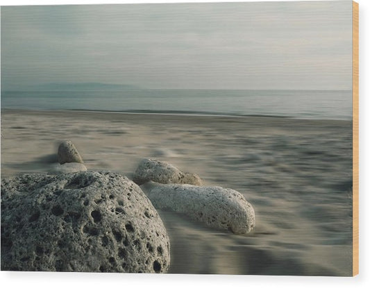 Rocks On The Beach - Wood Print