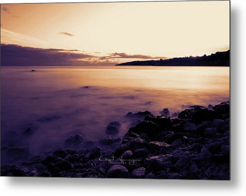 Rocky Beach Against The Sunset - Metal Print