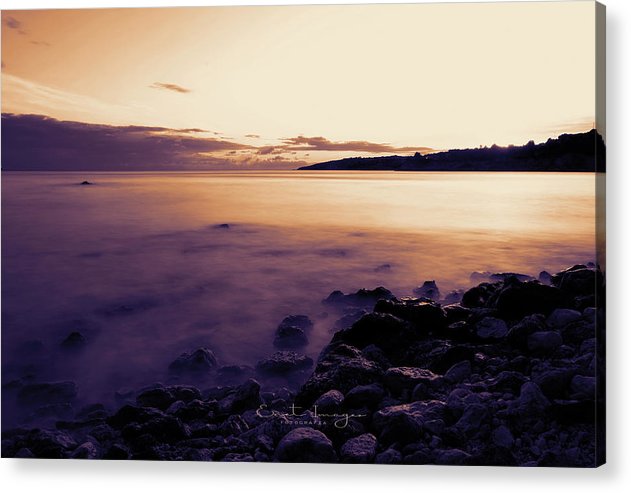 Rocky Beach Against The Sunset - Ακρυλική εκτύπωση