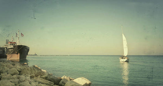 Sailing boat at the harbour - Art Print