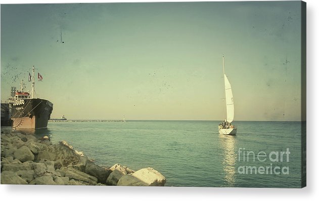 Sailing boat at the harbour - Acrylic Print