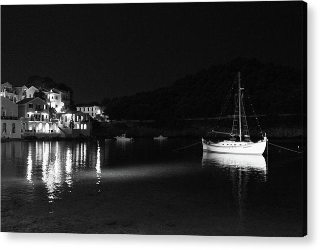 Sailing Boat In The Night - Acrylic Print