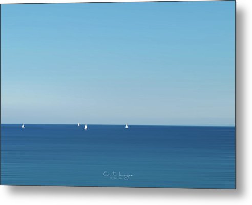 Segelboote im blauen Ozean-Öl-Effekt - Metalldruck