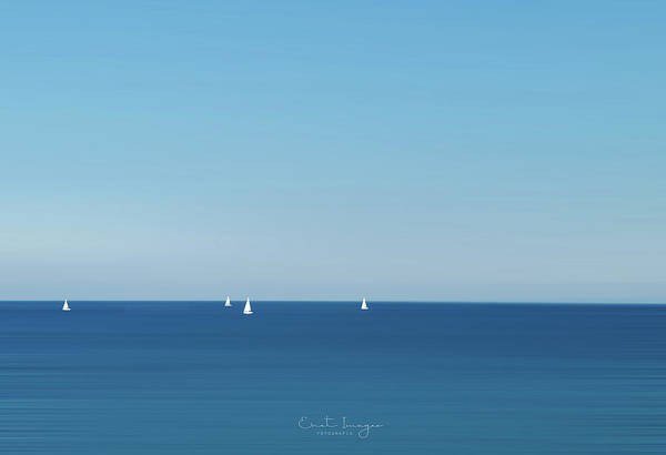 Sailing Boats in The Blue Ocean-Oil Effect - Art Print