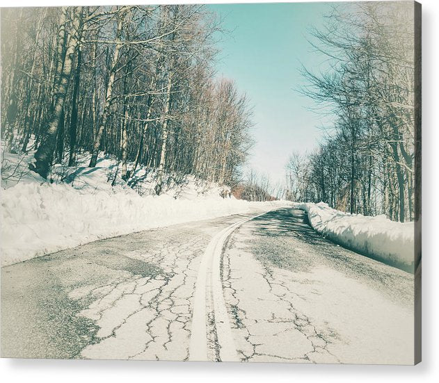 Snowy road  - Acrylic Print