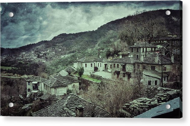 Steiniges Dorf auf dem Berg - Acrylbild