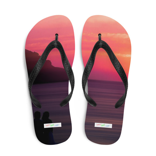 Flip-Flops/Paar gegen Sonnenuntergang