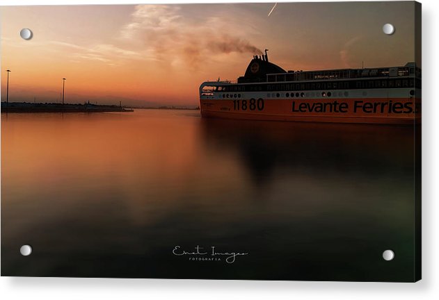 Sonnenaufgang am Hafen - Acrylbild